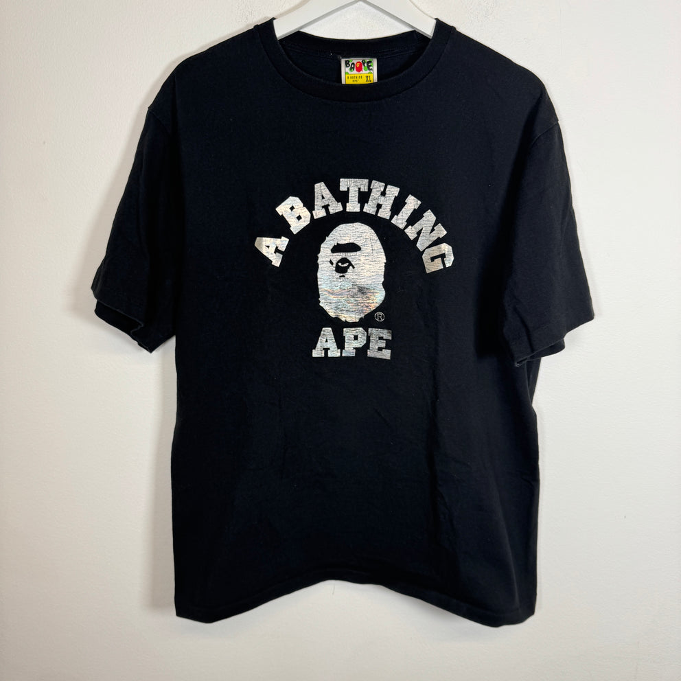 Bape Black Metallic Ape Head Tee Size XL