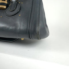 Chloe Paddington Black Leather Gold Accent Shoulder Bag