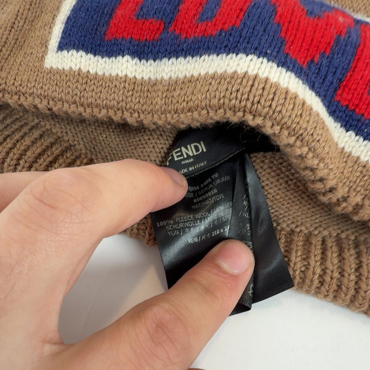 Fendi 'Love' Khaki Beanie Hat