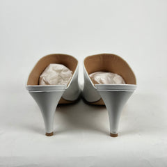 Bottega Veneta White Leather Square Toe Mules Size 40