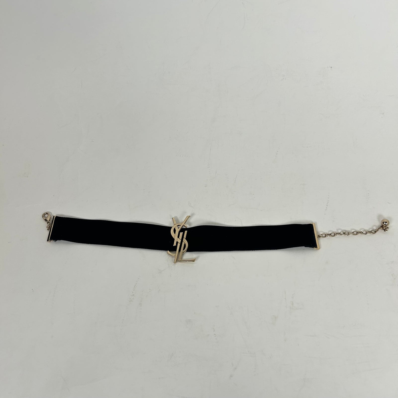 Saint Laurent Monogram Velvet Choker Necklace