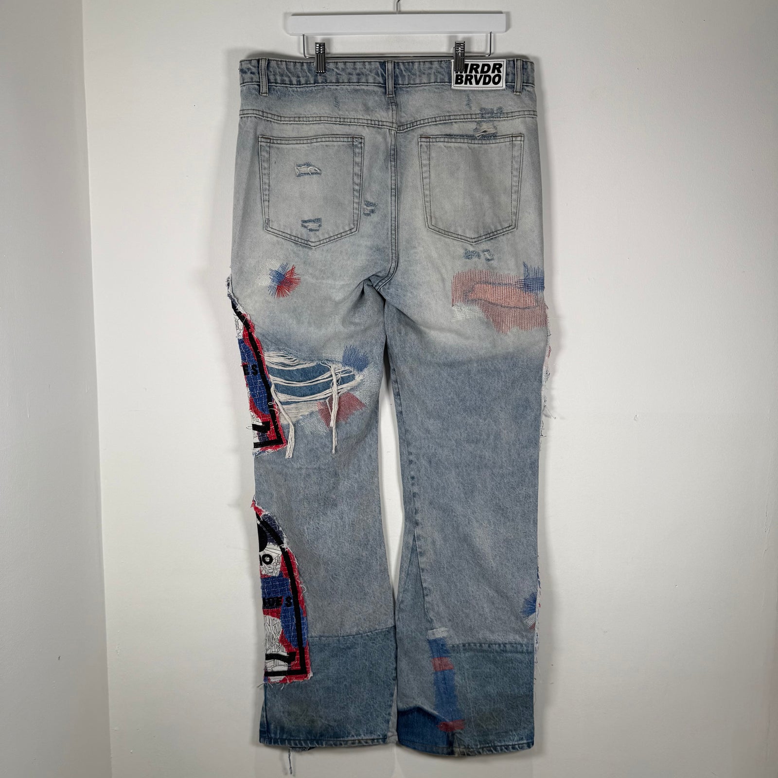 Who Decides War Red/Blue Mural Denim Jeans Size 36