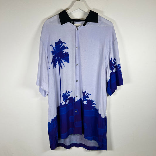 Dries Van Noten blue Palm Tree Button Up Size XXL