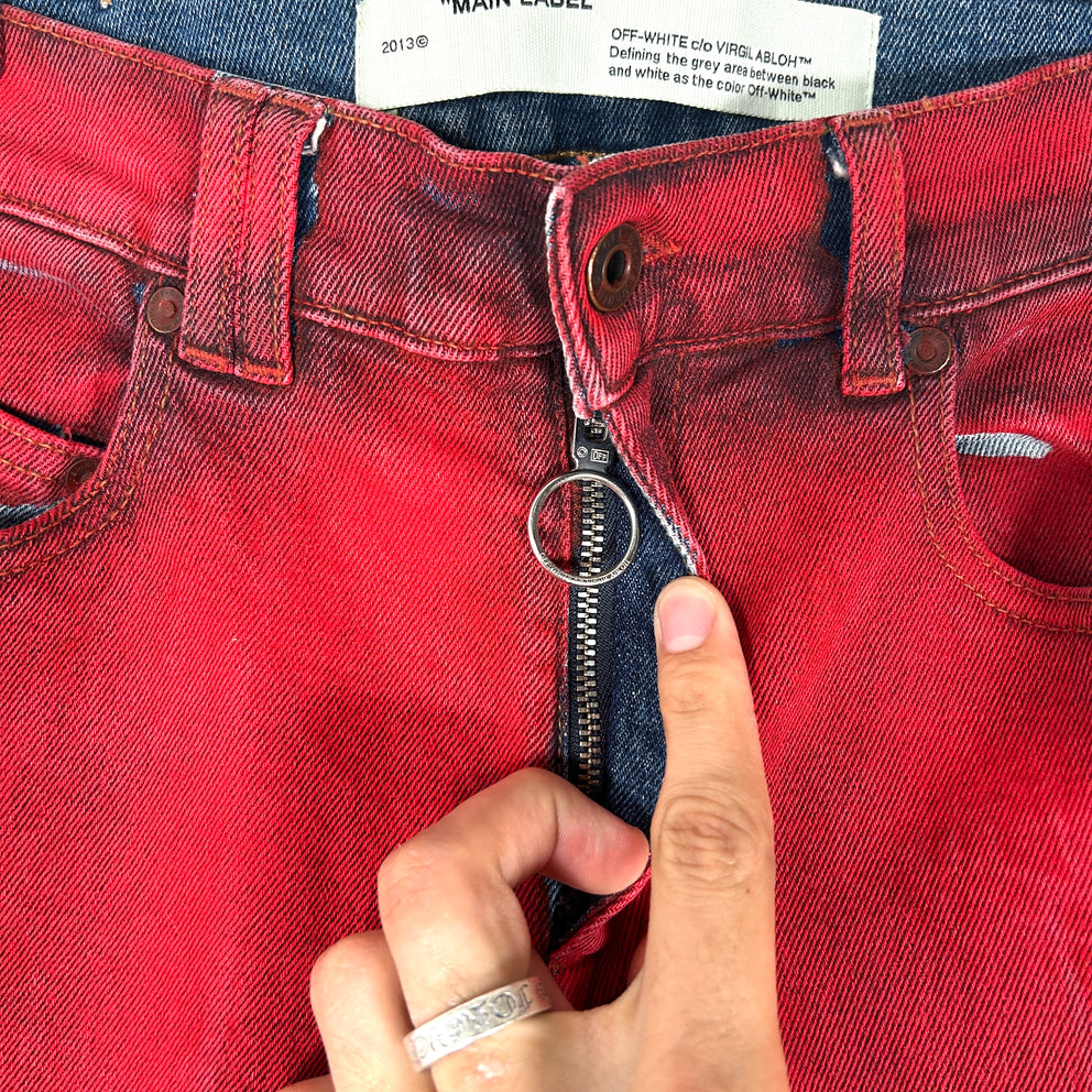 Off-White Red 'Arrow' Denim Jeans Size 30