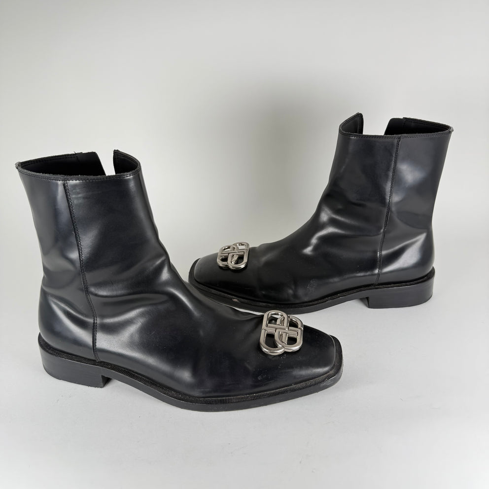 Balenciaga Rim BB Icon Leather Ankle Boots Size 43