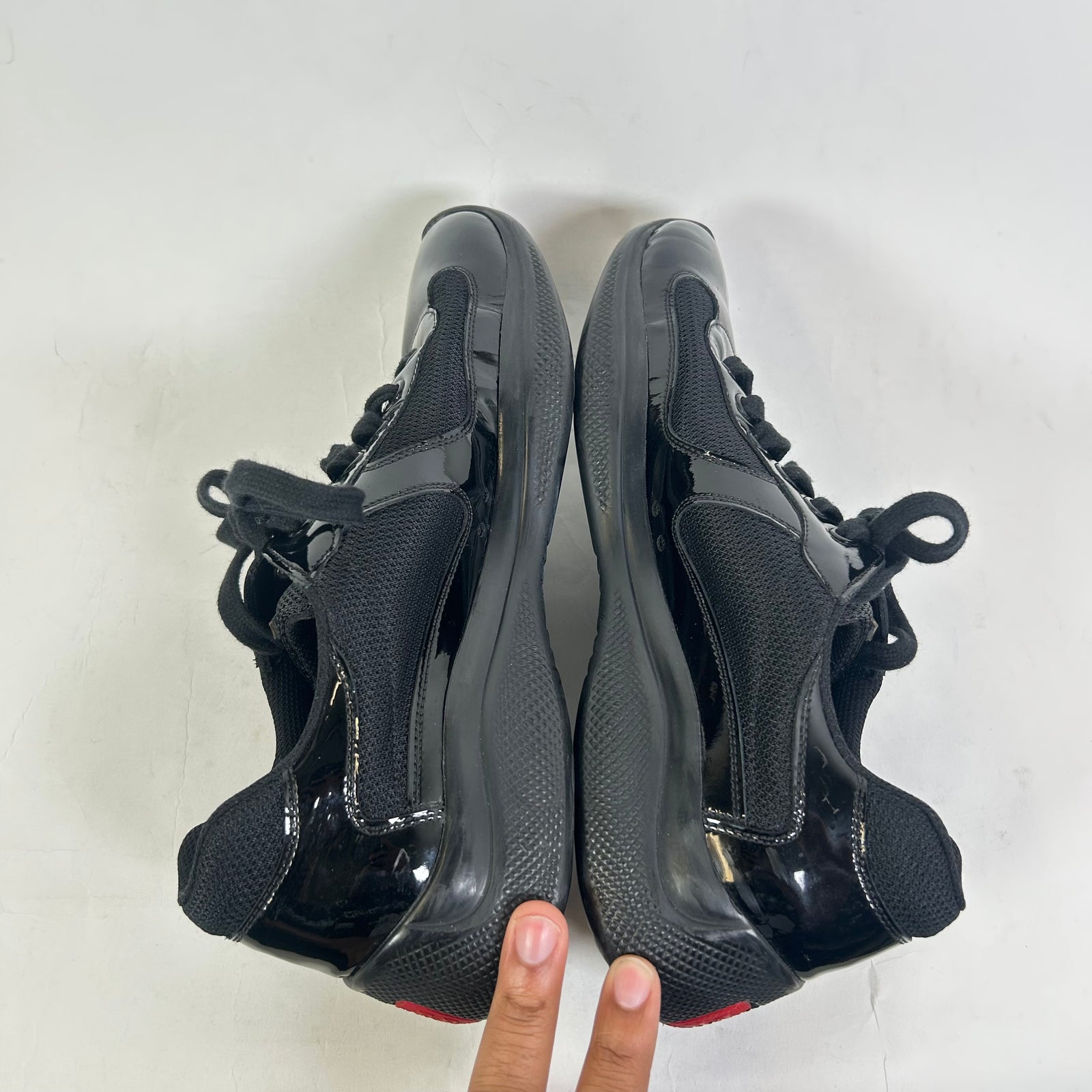 Prada Triple Black Patent Leather America Cups Size 7