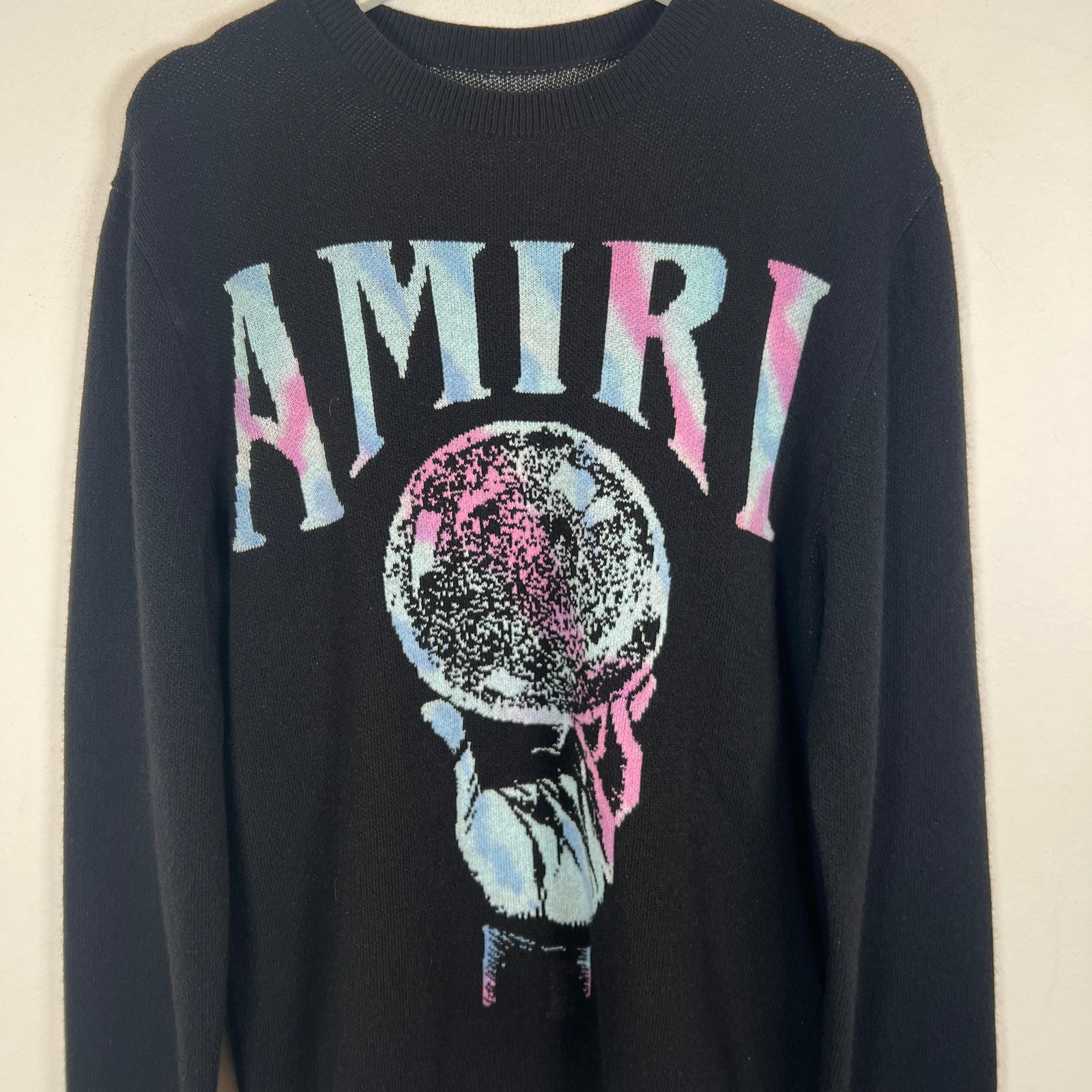 Amiri Black Cashmere Crystal Ball Sweater Size S