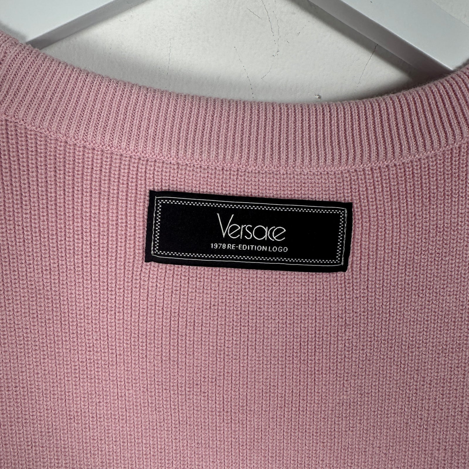 Versace Pink Logo Knit Dress Size 42