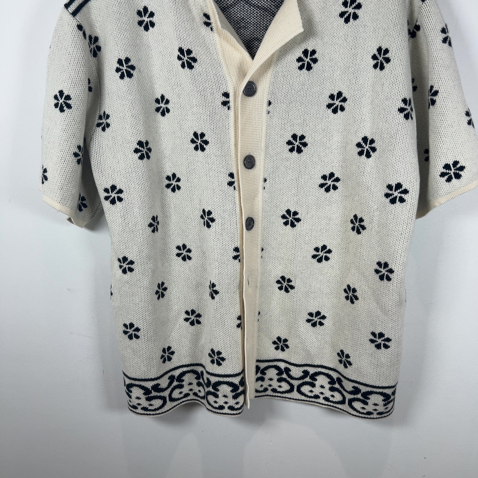 Rhude Floral Motif Knit Button Up Shirt