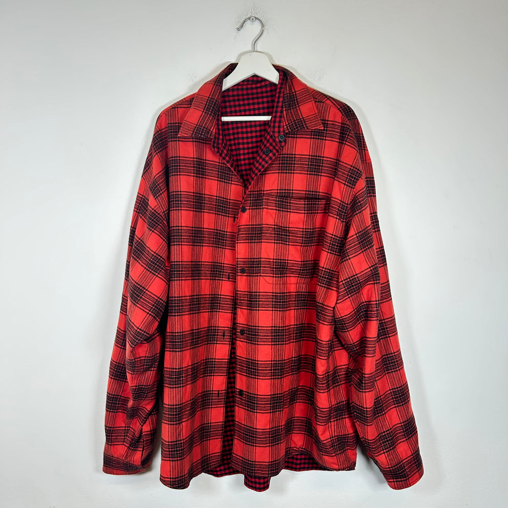 Balenciaga Red Plaid Reversible Flannel Size L