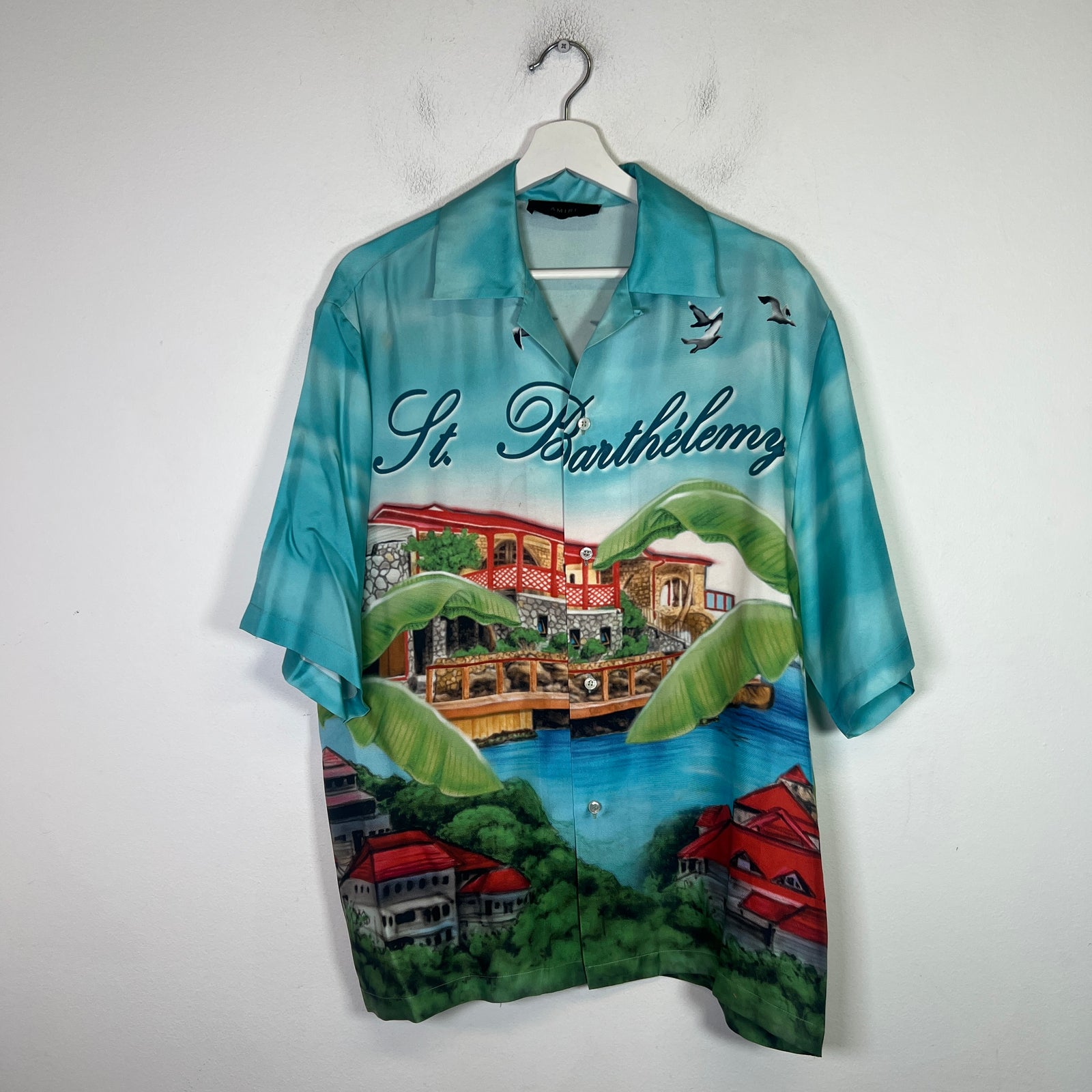Amiri Multicolor St. Barth Silk Button Up Shirt Size XL