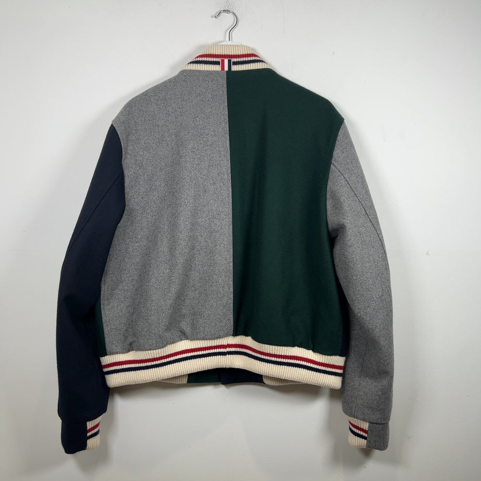Thom Browne Color Block Wool Varsity Jacket