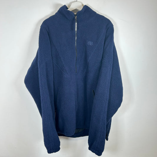 Balenciaga Navy Sherpa Half Zip Jacket Size 48