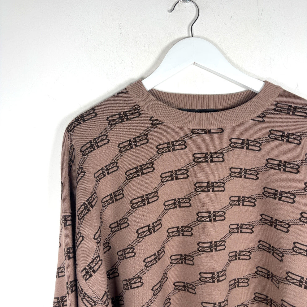 Balenciaga All-Over BB Monogram Knit Sweater