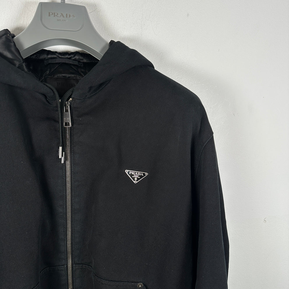 Prada Plaque Logo Hooded Work Jacket