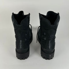 Balenciaga Black Distressed Canvas Strike Boots Size 45