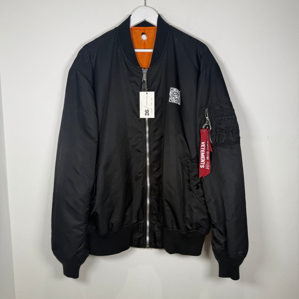 Vetements Reversible QR Bomber Jacket Size L