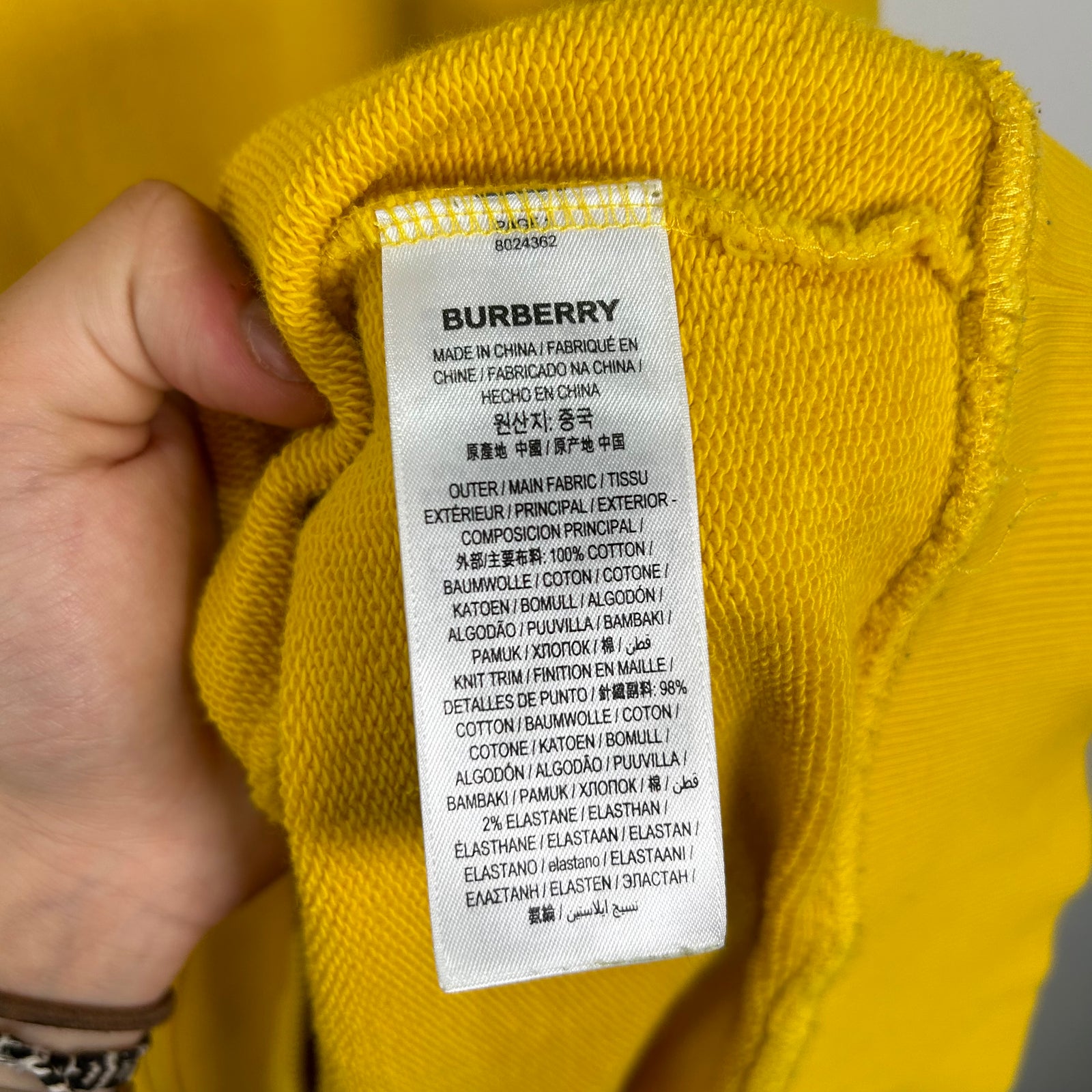 Burberry Yellow 'Location' Hoodie Size XL