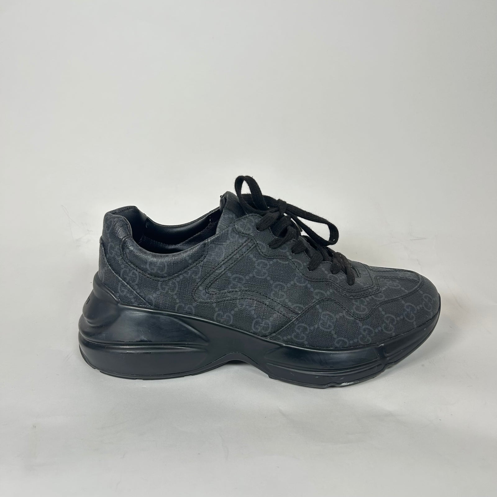 Gucci Triple Black GG Rhyton Sneaker Size GG 7.5