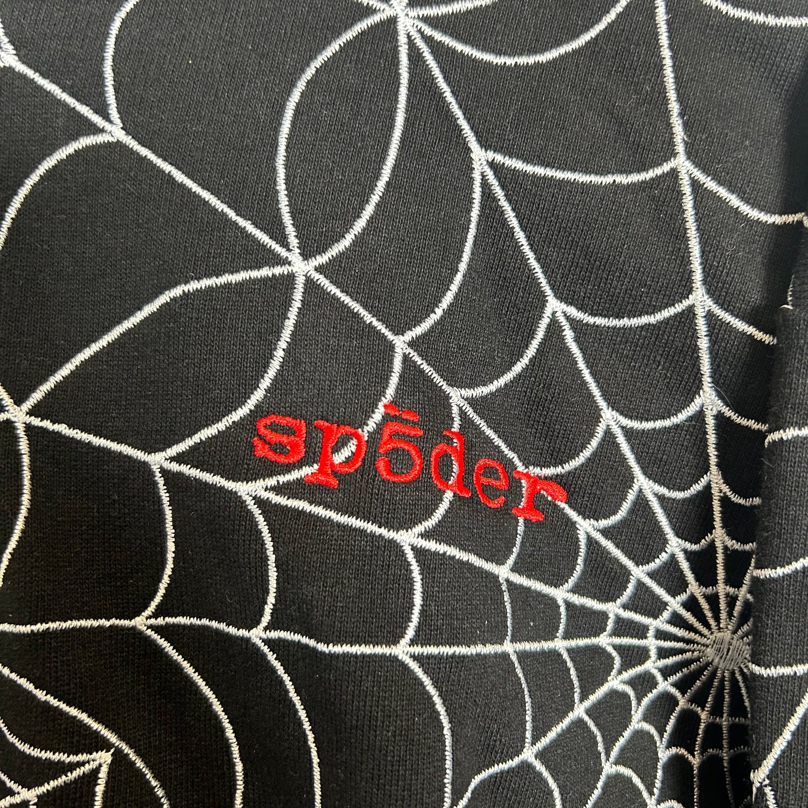 Sp5der Black All Over Web Hoodie Size M