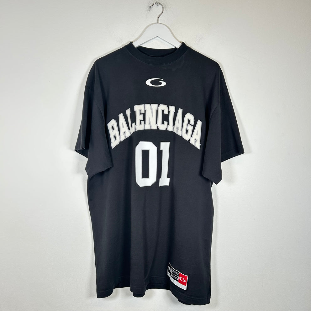 Balenciaga Grey Basketball Jersey T-shirt Size 2