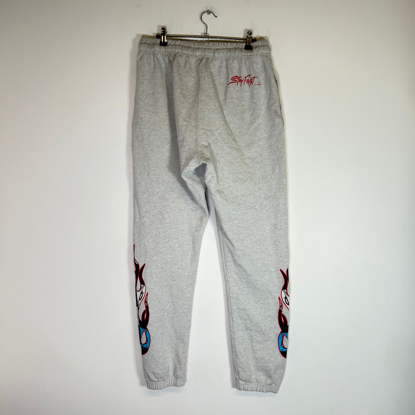 Chrome Hearts Matty Boy Grey 'Stay Fast' Flame Sweatpants Size XL