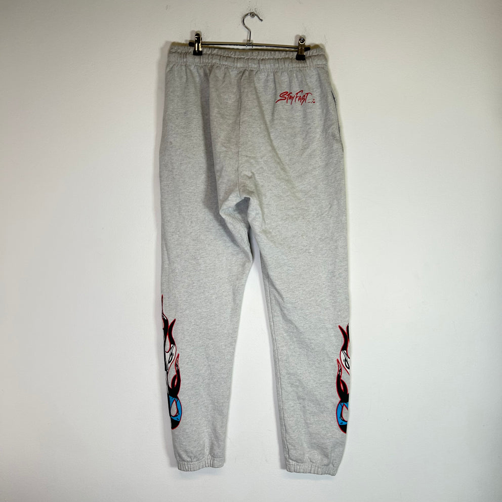 Chrome Hearts Matty Boy Grey 'Stay Fast' Flame Sweatpants Size XL