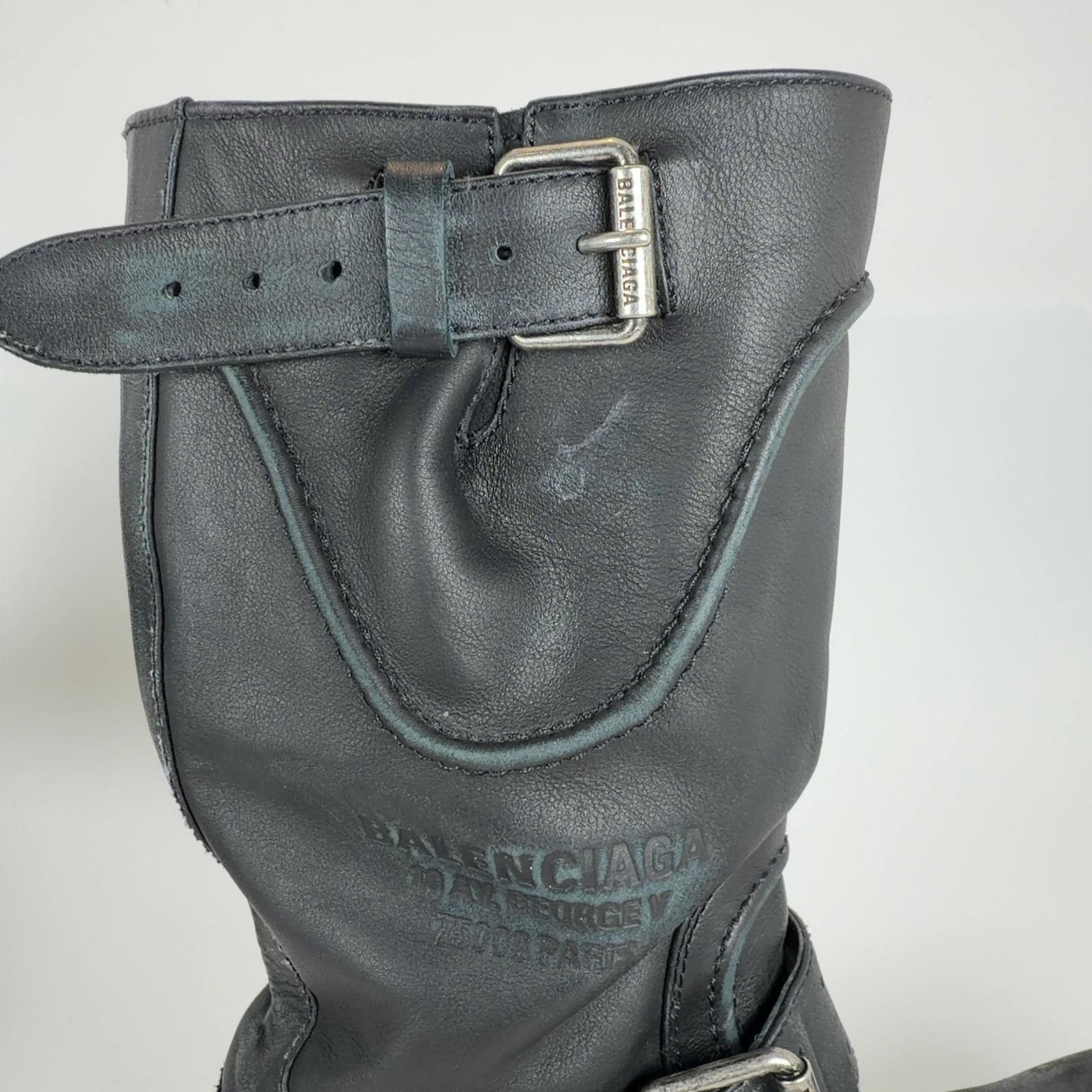 Balenciaga Distressed Leather Venom Engineer Boots