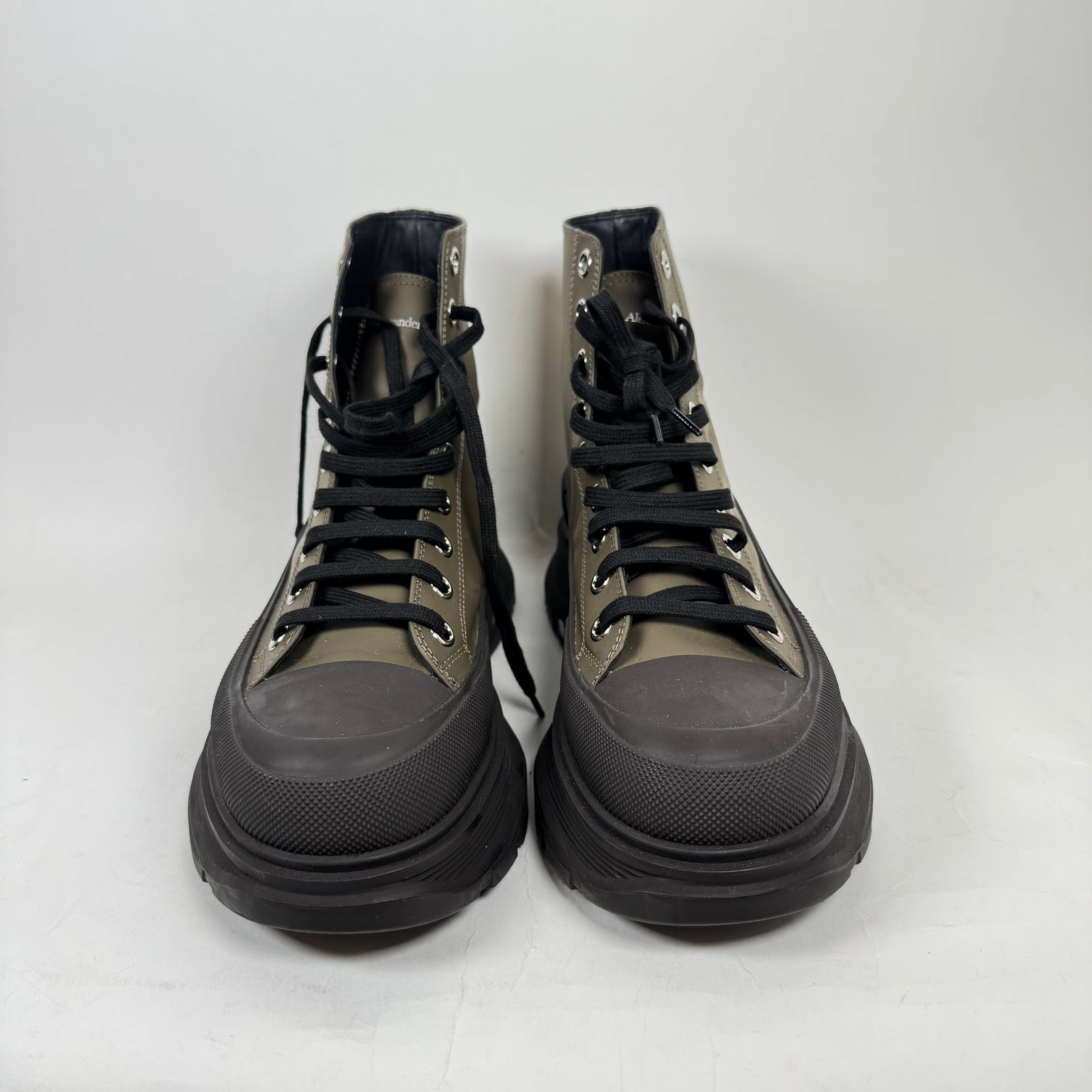 Alexander McQueen Olive Tread Slick Boots Size 42