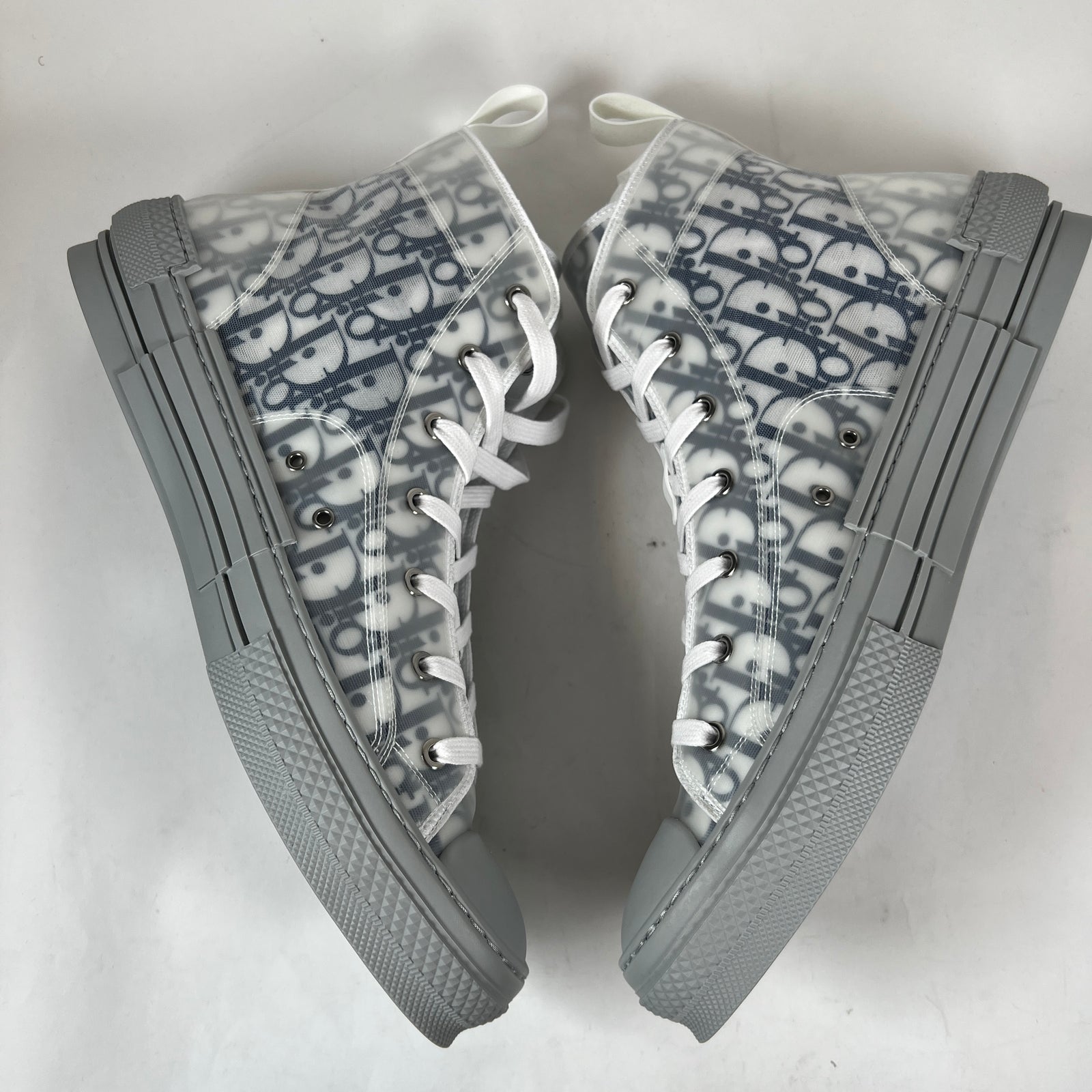 Dior B23 Blue/Grey Oblique Transparent High Top Sneaker Size 47