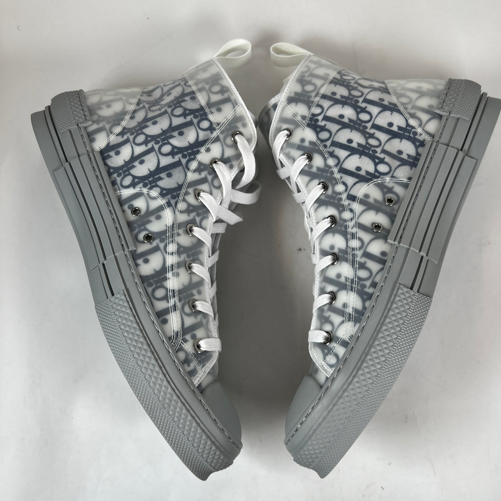 Dior B23 Blue/Grey Oblique Transparent High Top Sneaker Size 47