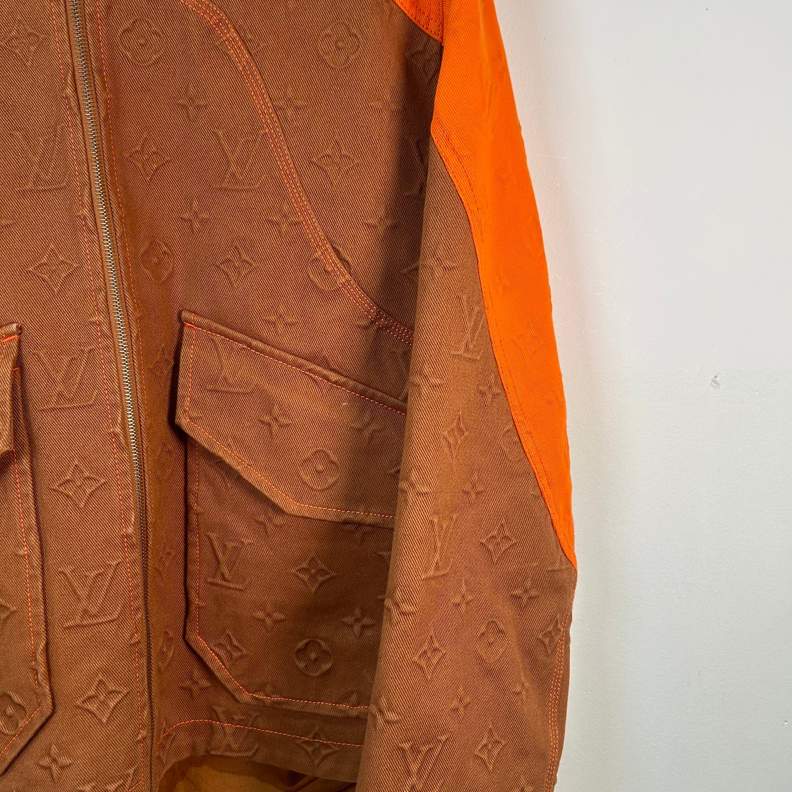 Louis Vuitton Monogram Orange Carpenter Hooded Jacket Size 46