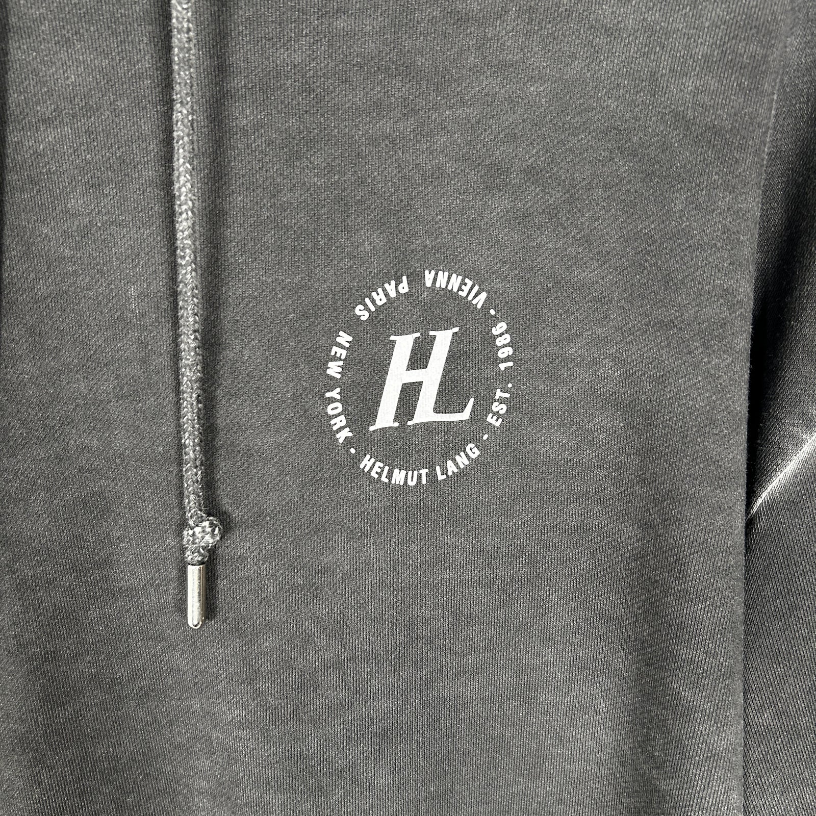 Helmut Lang Grey Logo Hoodie Size M