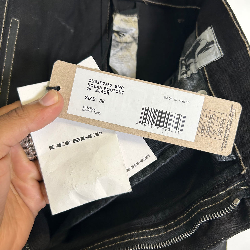 Rick Owens Waxed Crackled-Effect Bolan Bootcut Jeans