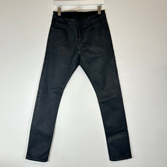 Rick Owens Drkshdw Black Waxed Detroit Cut Jeans Size 32