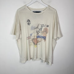 Paly White 'American Legends' Distressed T-Shirt Size L