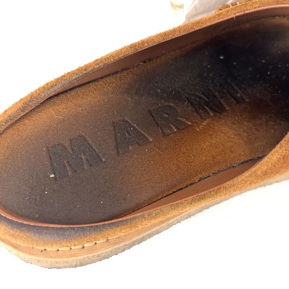 Marni Round Toe Crepe Sole Suede Mules Sandals