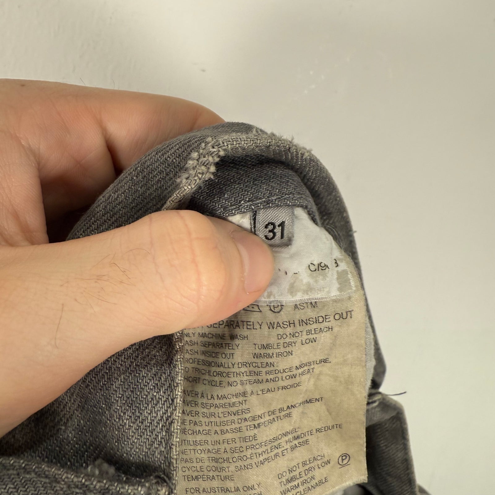 Helmut Lang Grey Vintage Clean Broken Denim Jeans Size 31