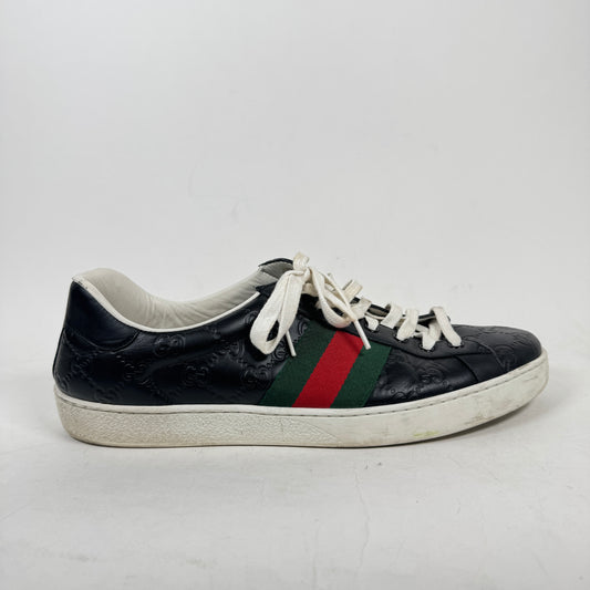 Gucci Black GG Embossed Ace Sneaker Size GG 12