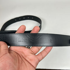 Prada Black Alligator Logo Belt Size 90