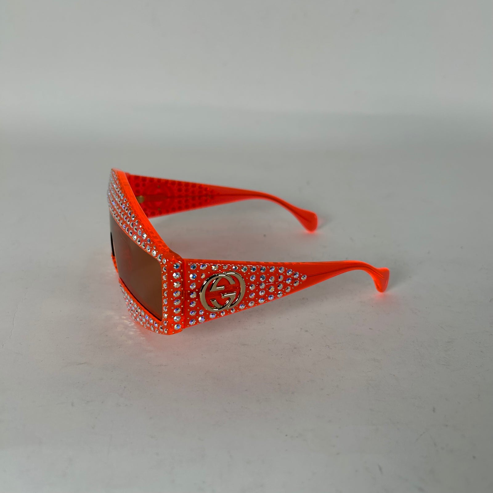 Gucci Shield Orange Crystal Hollywood Forever Sunglasses