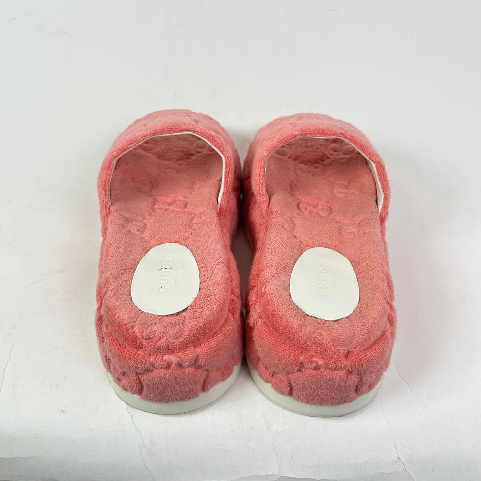 Gucci Pink GG Terry Cloth Platform Sandals