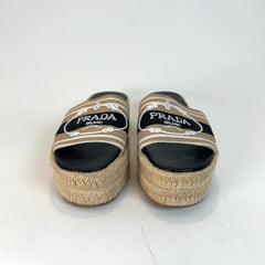Prada Logo Logo Espardille Platform Sandals