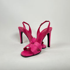 Hermes Pink Ella Alligator Slingback Sandals Size 38