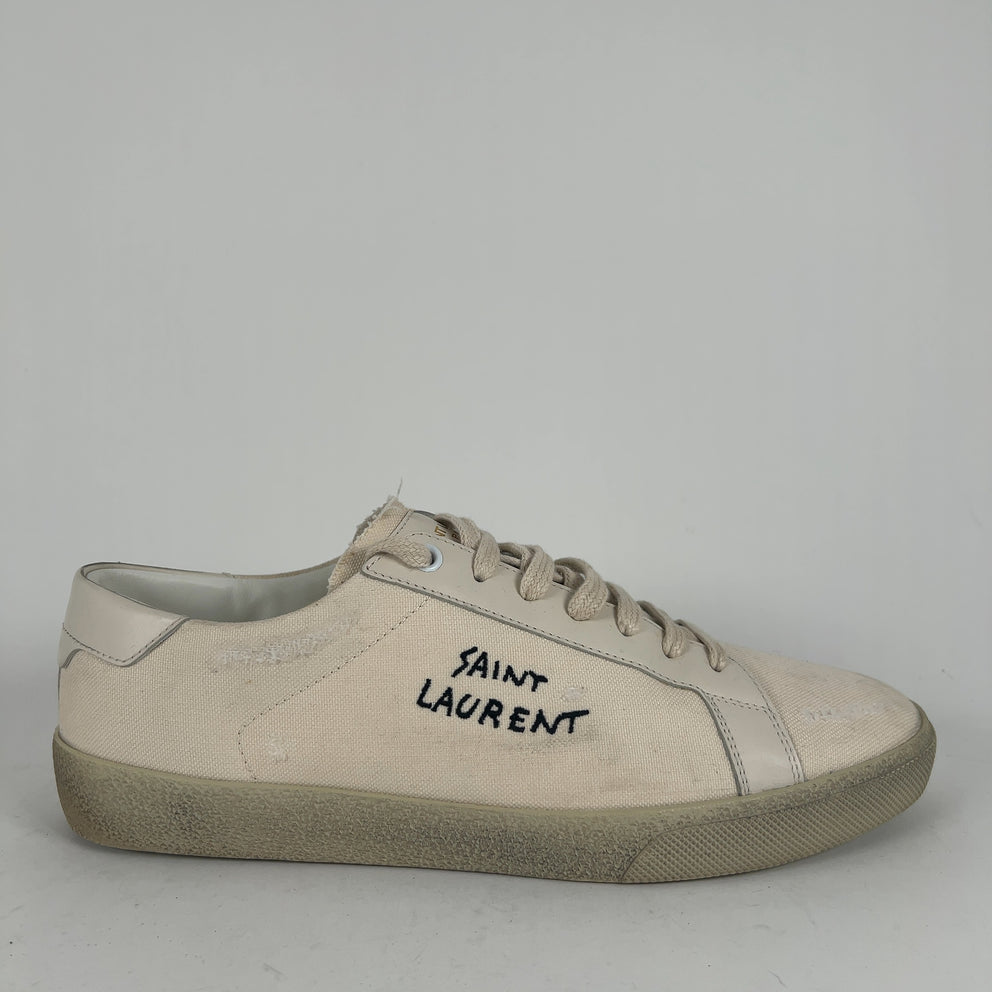 Saint Laurent Spell Out Logo Lowtop Sneakers