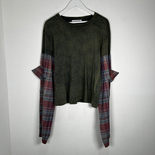Acne Studios Green Paneled Long-Sleeve T-Shirt Size XL