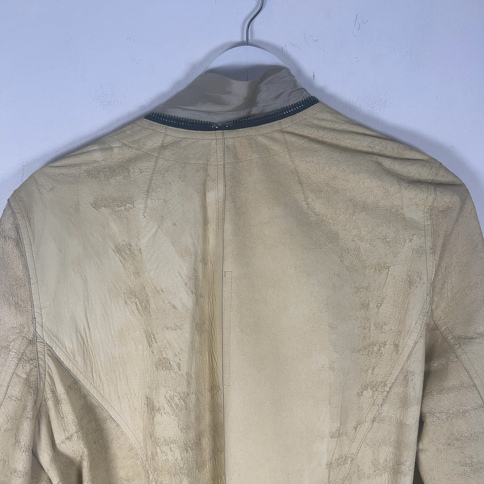 Rick Owens SS22 Fogachine Vanilla Blistered Leather Trench Coat