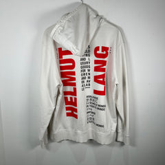 Helmut Lang White Impress Logo Print Hoodie Size XXL