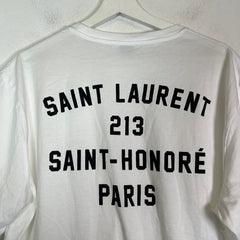 Saint Laurent Paris White Address Logo T-Shirt Size L