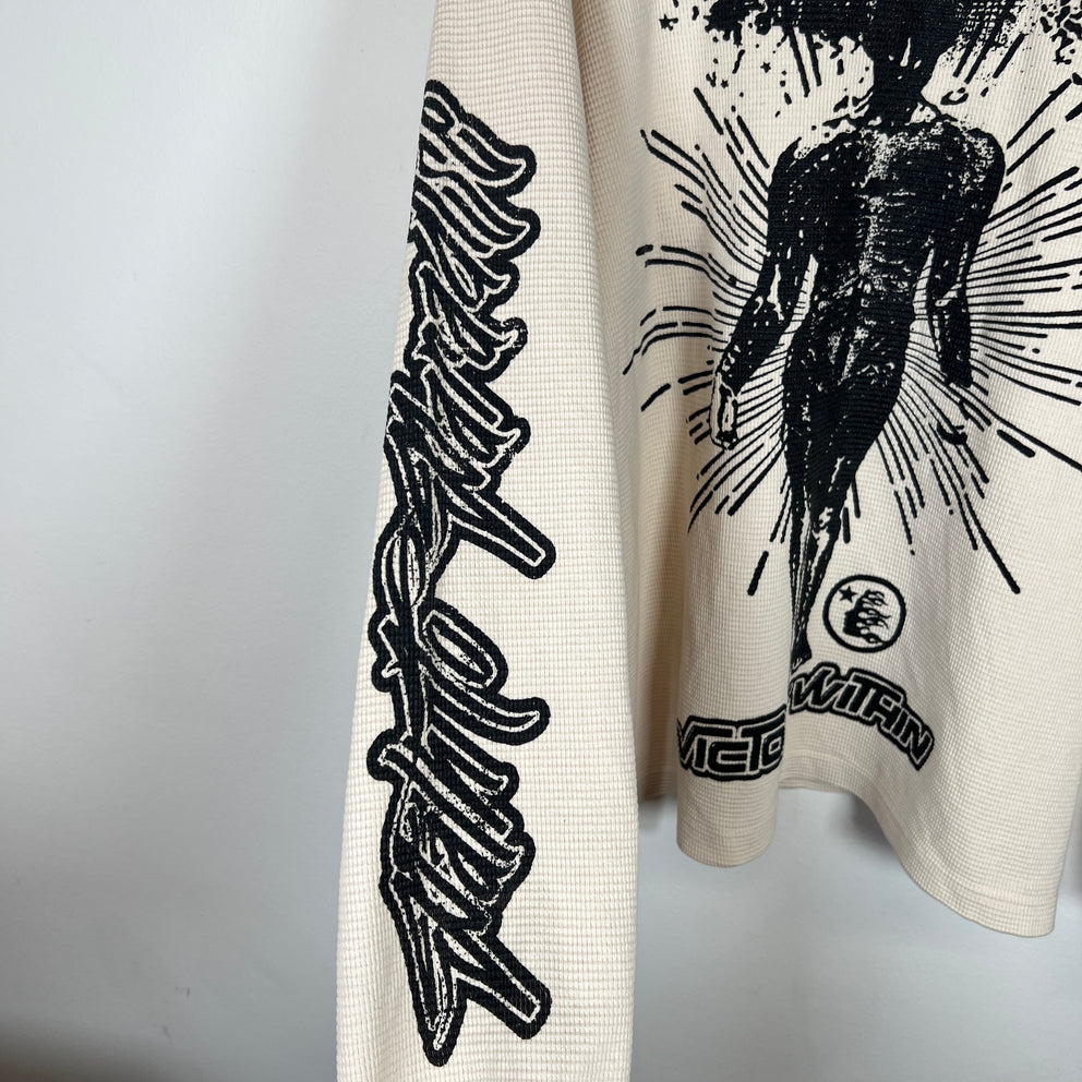 Hellstar Cream Victory Lap Thermal Longsleeve Size M
